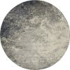 8' Gray And Ivory Round Abstract Power Loom Area Rug