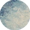 4' Ivory And Blue Round Abstract Power Loom Area Rug