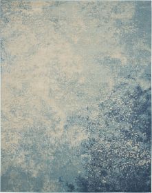 8' X 10' Ivory And Blue Abstract Power Loom Area Rug