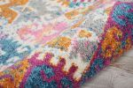 8' Ivory Geometric Power Loom Runner Rug