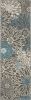 6' Blue And Gray Floral Power Loom Runner Rug