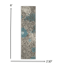 6' Blue And Gray Floral Power Loom Runner Rug