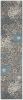 10' Blue And Gray Floral Power Loom Runner Rug