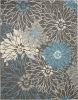 8' X 10' Blue And Gray Floral Power Loom Area Rug