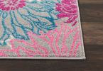 8' Gray Floral Dhurrie Runner Rug