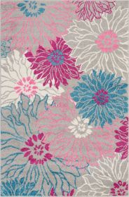 4' X 6' Gray Floral Dhurrie Area Rug