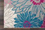 8' X 10' Gray Floral Dhurrie Area Rug