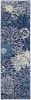 6' Blue And Ivory Floral Dhurrie Runner Rug