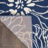 6' Blue And Ivory Floral Dhurrie Runner Rug