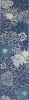 8' Blue And Ivory Floral Power Loom Runner Rug