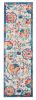 2' X 6' Ivory And Blue Floral Vines Runner Rug