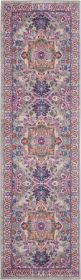 6' Pink And Gray Power Loom Runner Rug
