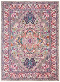 5' X 7' Pink And Gray Power Loom Area Rug