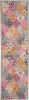 8' Pink And Gray Geometric Dhurrie Runner Rug