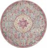 4' Pink And Gray Round Power Loom Area Rug