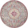 5' Gray and Pink Round Medallion Power Loom Area Rug