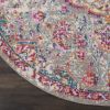 5' Gray and Pink Round Medallion Power Loom Area Rug