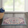 2' X 3' Pink And Green Dhurrie Area Rug