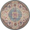 4' Pink And Green Round Dhurrie Area Rug