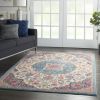 5' X 7' Pink And Green Dhurrie Area Rug