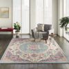 7' X 10' Pink And Green Dhurrie Area Rug