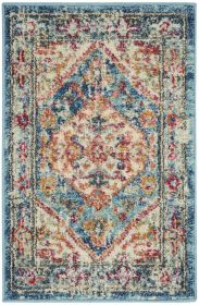 2' X 3' Blue and Ivory Power Loom Area Rug