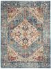 5' X 7' Blue And Ivory Power Loom Area Rug
