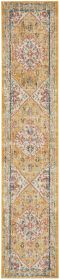 10' Yellow And Ivory Dhurrie Runner Rug