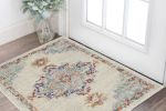 2' X 3' Gray and Ivory Power Loom Area Rug