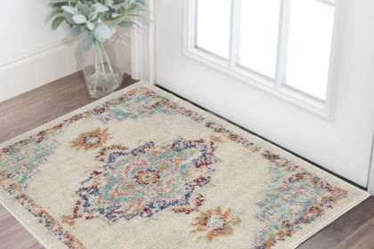 2' X 3' Gray and Ivory Power Loom Area Rug