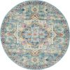5' Blue And Ivory Round Dhurrie Area Rug