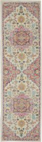 8' Pink And Ivory Southwestern Dhurrie Runner Rug