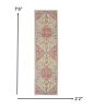 8' Pink And Ivory Southwestern Dhurrie Runner Rug