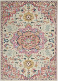 4' X 6' Pink And Ivory Southwestern Dhurrie Area Rug