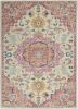 7' X 10' Pink And Ivory Southwestern Dhurrie Area Rug