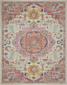 8' X 10' Pink And Ivory Southwestern Dhurrie Area Rug