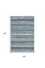2' X 3' Blue and Ivory Striped Power Loom Area Rug
