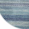 5' Navy Blue Round Southwestern Power Loom Area Rug