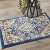 2' X 3' Blue And Ivory Medallion Scatter Rug