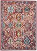 4' X 6' Red And Ivory Damask Power Loom Area Rug
