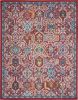 8' X 10' Red And Ivory Damask Power Loom Area Rug