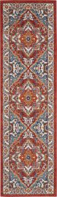 8' Red And Ivory Power Loom Runner Rug