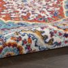 8' Red And Ivory Power Loom Runner Rug