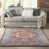 5' X 7' Red And Ivory Power Loom Area Rug