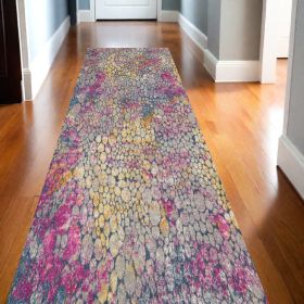 10' Pink And Ivory Coral Power Loom Runner Rug