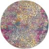 5' Pink And Ivory Round Coral Power Loom Area Rug
