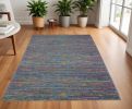 4' X 6' Blue Distressed Striations Area Rug