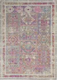 5' X 7' Pink And Gray Abstract Power Loom Area Rug