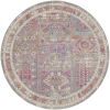 8' Pink And Gray Round Abstract Power Loom Area Rug