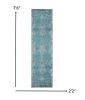 8' Blue Southwestern Power Loom Runner Rug